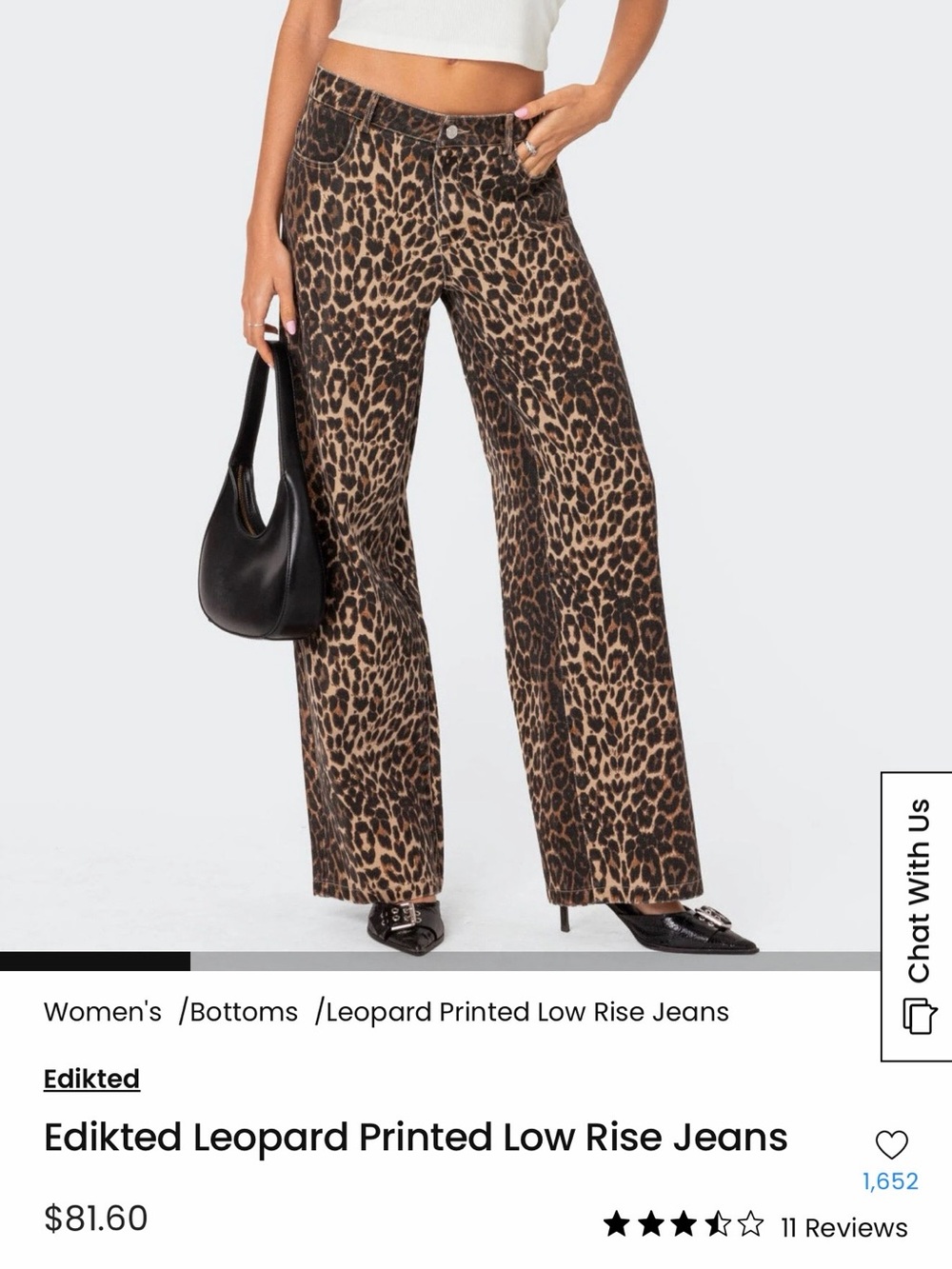Edikted Leopard Print Flare Jeans - Brown & Black